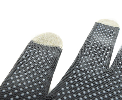 SYSTEM-S Anti Rutsch Handschuhe aus Stoff für Smartphones Touch Bildschirme in Grau