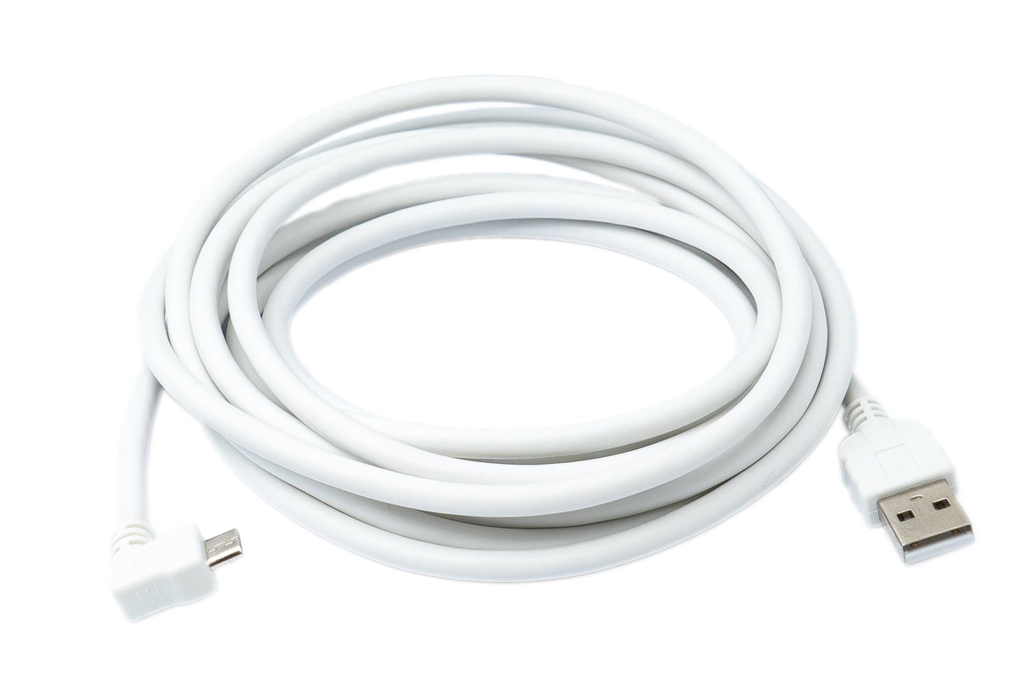 SYSTEM-S USB 2.0 Kabel 300 cm Micro B Stecker zu Typ A Stecker Winkel in Weiß