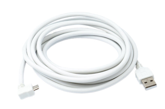 SYSTEM-S USB 2.0 Kabel 300 cm Micro B Stecker zu Typ A Stecker Winkel in Weiß