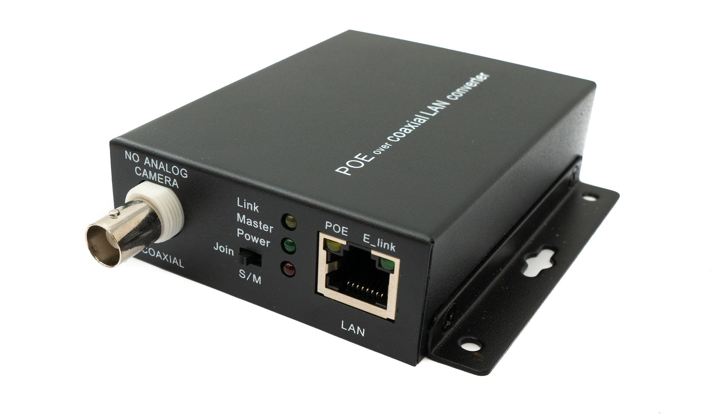 SYSTEM-S 75 Ohm IP Extender Set LAN RJ45 zu BNC Koaxialkabel in Schwarz