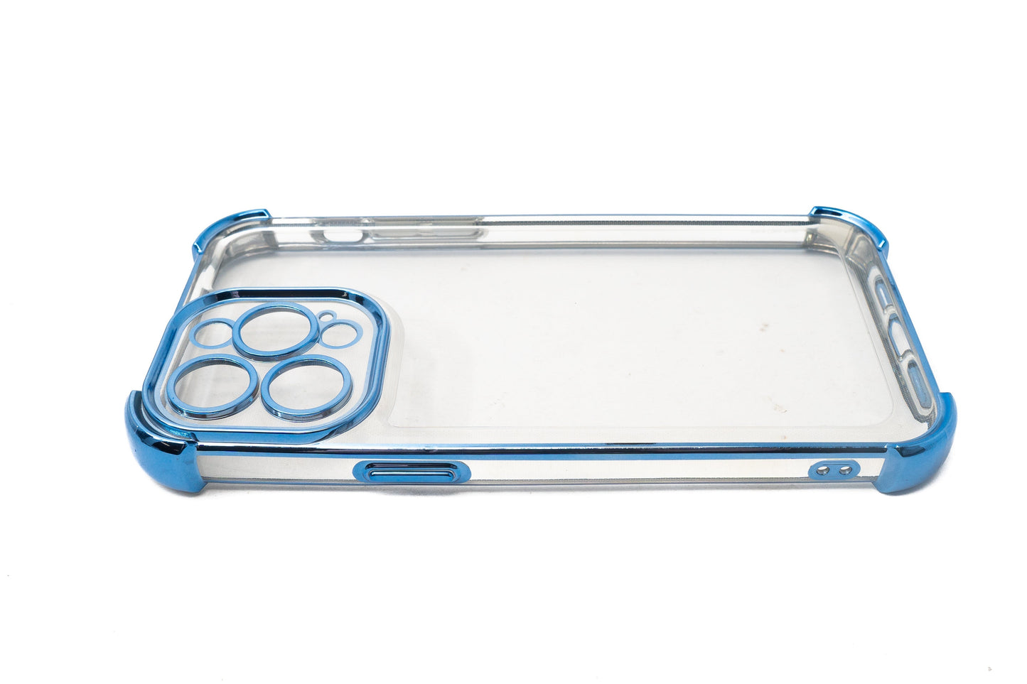 SYSTEM-S Schutzhülle stoßfest aus TPU Glanz Blau Transparent Hülle für iPhone 14 Pro Max