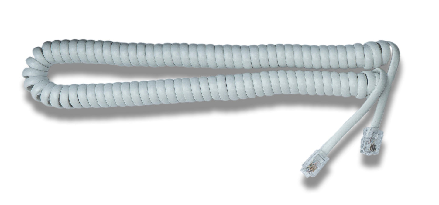 SYSTEM-S Festnetz Kabel 3 m 4P4C RJ9 Stecker zu Stecker Spirale in Weiß