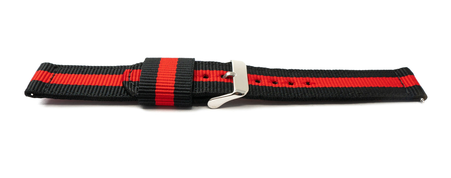 SYSTEM-S Armband 20 mm aus Nylon für Samsung Galaxy Watch 4 Smartwatch in Blau Rot