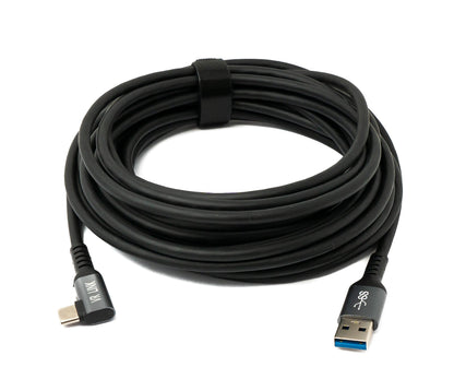 SYSTEM-S USB 3.2 Gen 1 Kabel 5m Typ C Stecker zu 3.0 Typ A Stecker Winkel Schwarz
