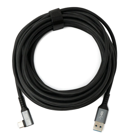 SYSTEM-S USB 3.2 Gen 1 Kabel 5m Typ C Stecker zu 3.0 Typ A Stecker Winkel Schwarz