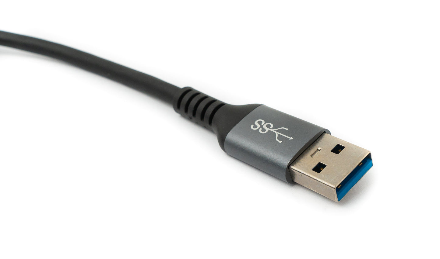 SYSTEM-S USB 3.2 Gen 1 Kabel 5m Typ C Stecker zu 3.0 Typ A Stecker Winkel Schwarz