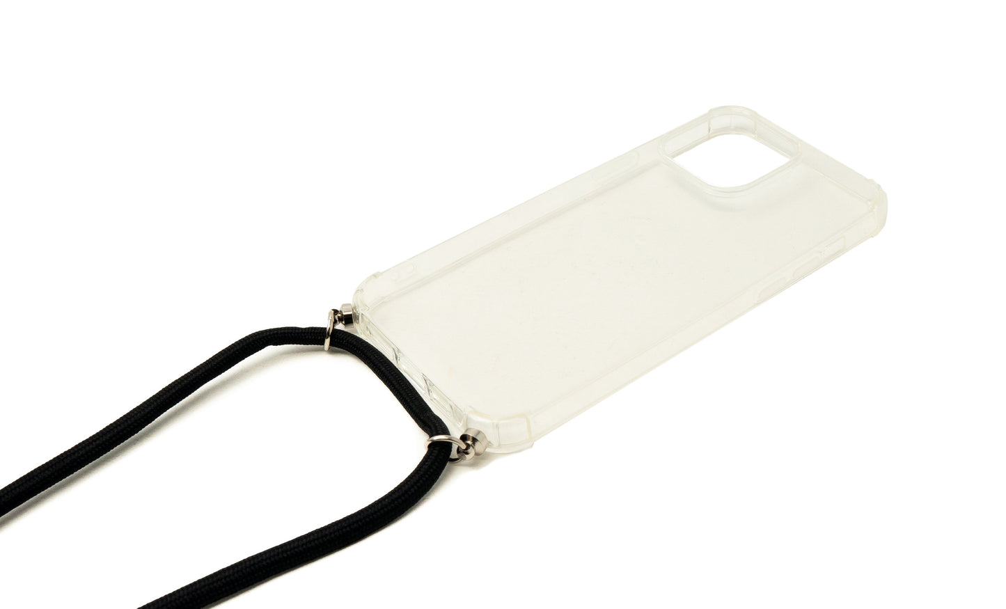 SYSTEM-S Silicone Protective Case with Neck Strap in Transparent Case for iPhone 14 Plus