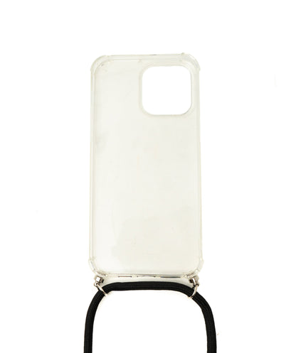 SYSTEM-S Silicone Protective Case with Neck Strap in Transparent Case for iPhone 14 Pro Max 