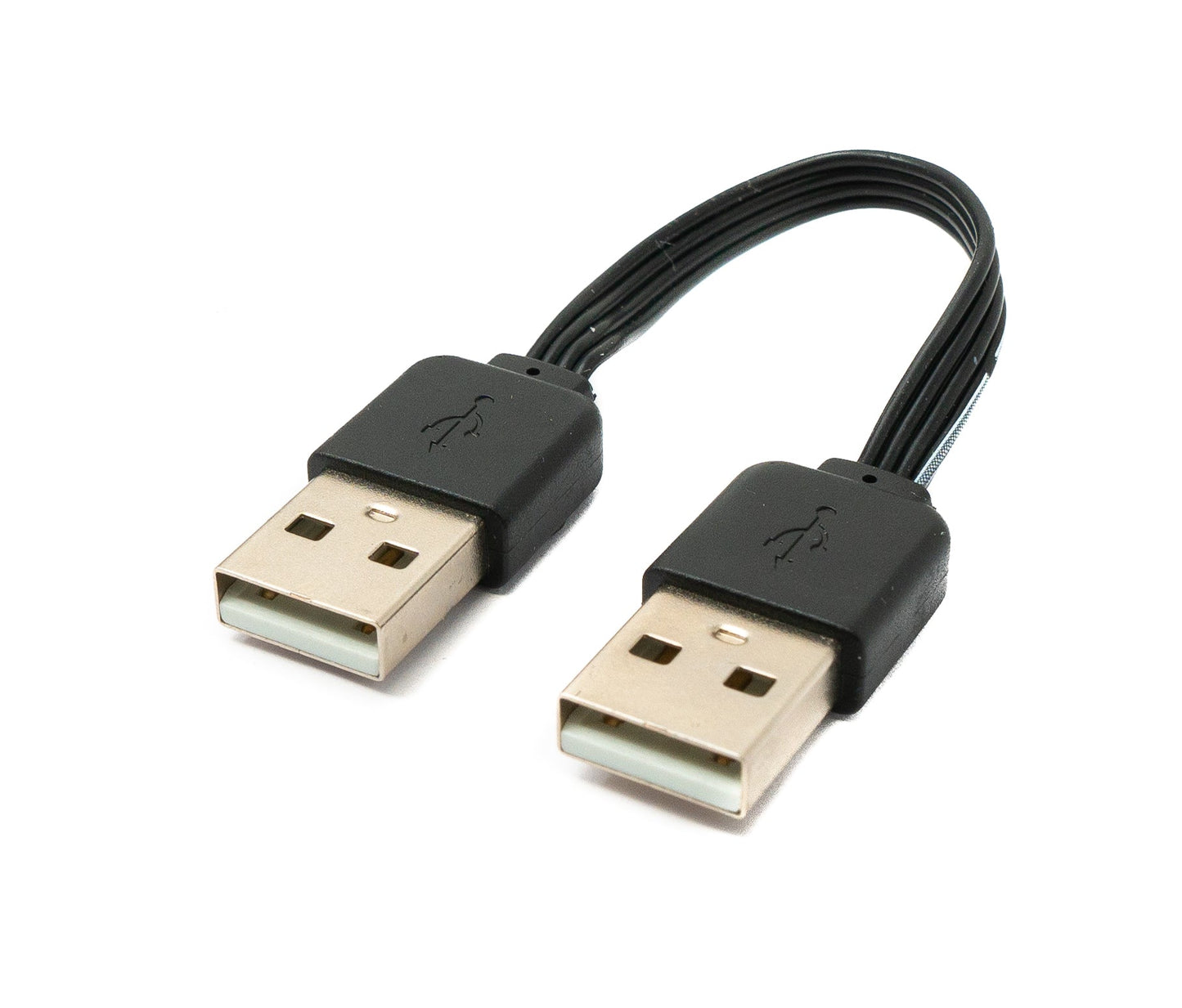 SYSTEM-S USB 2.0 cable 10 cm type A male to male adapter short flat in black