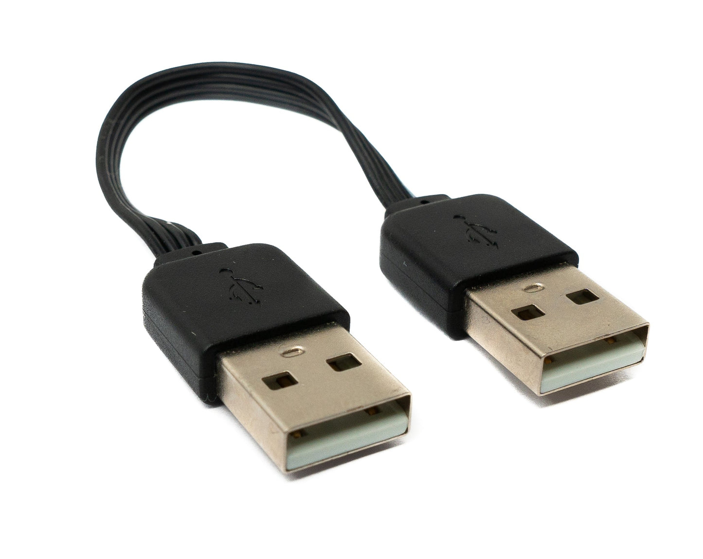 SYSTEM-S USB 2.0 cable 10 cm type A male to male adapter short flat in black