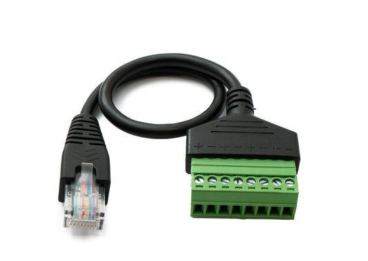 SYSTEM-S LAN Kabel 30 cm RJ45 Stecker zu 8 pin Terminalblock in Schwarz