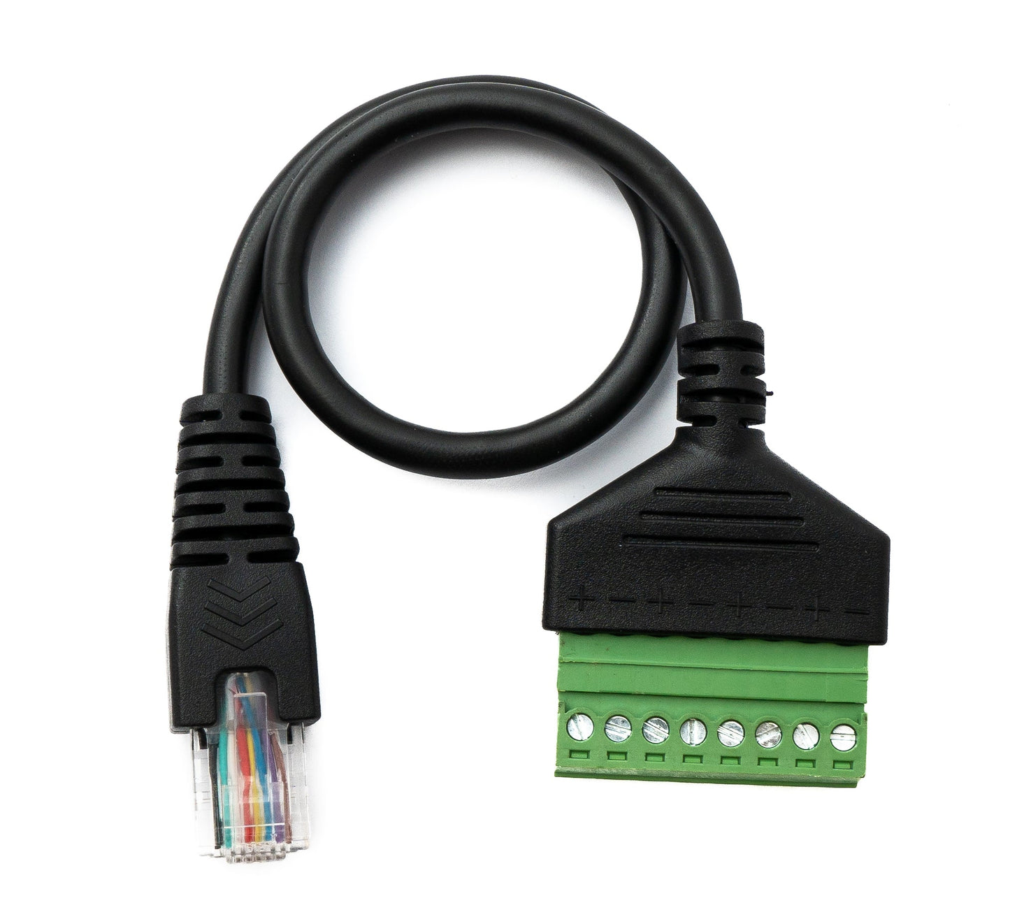 SYSTEM-S LAN Kabel 30 cm RJ45 Stecker zu 8 pin Terminalblock in Schwarz