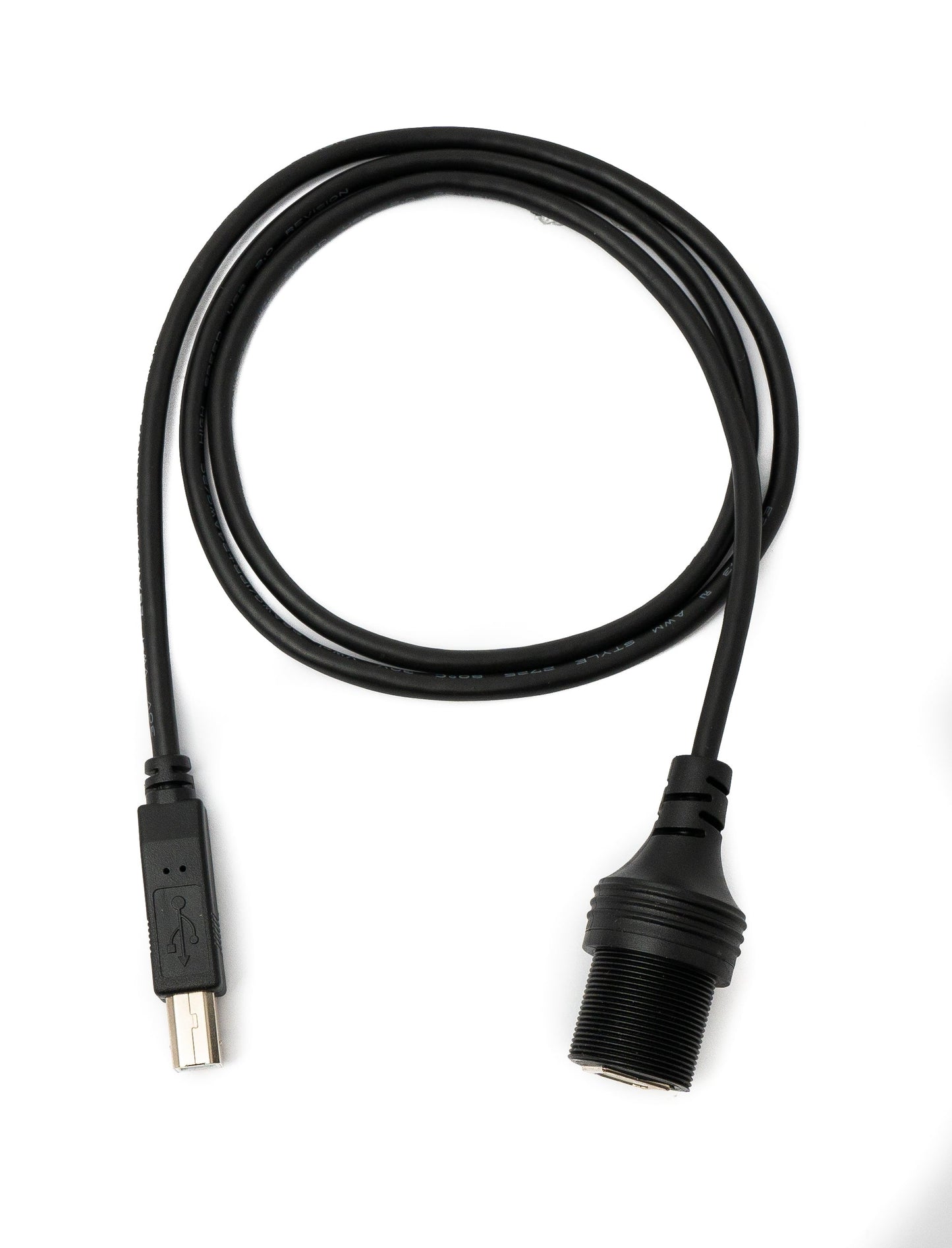 SYSTEM-S USB 2.0 Kabel 100 cm Typ B Stecker zu Buchse Bulkhead Wasserfest in Schwarz