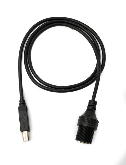SYSTEM-S USB 2.0 Kabel 100 cm Typ B Stecker zu Buchse Bulkhead Wasserfest in Schwarz