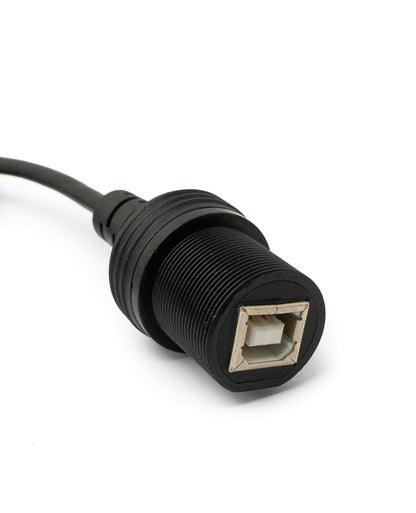 SYSTEM-S USB 2.0 Kabel 100 cm Typ B Stecker zu Buchse Bulkhead Wasserfest in Schwarz