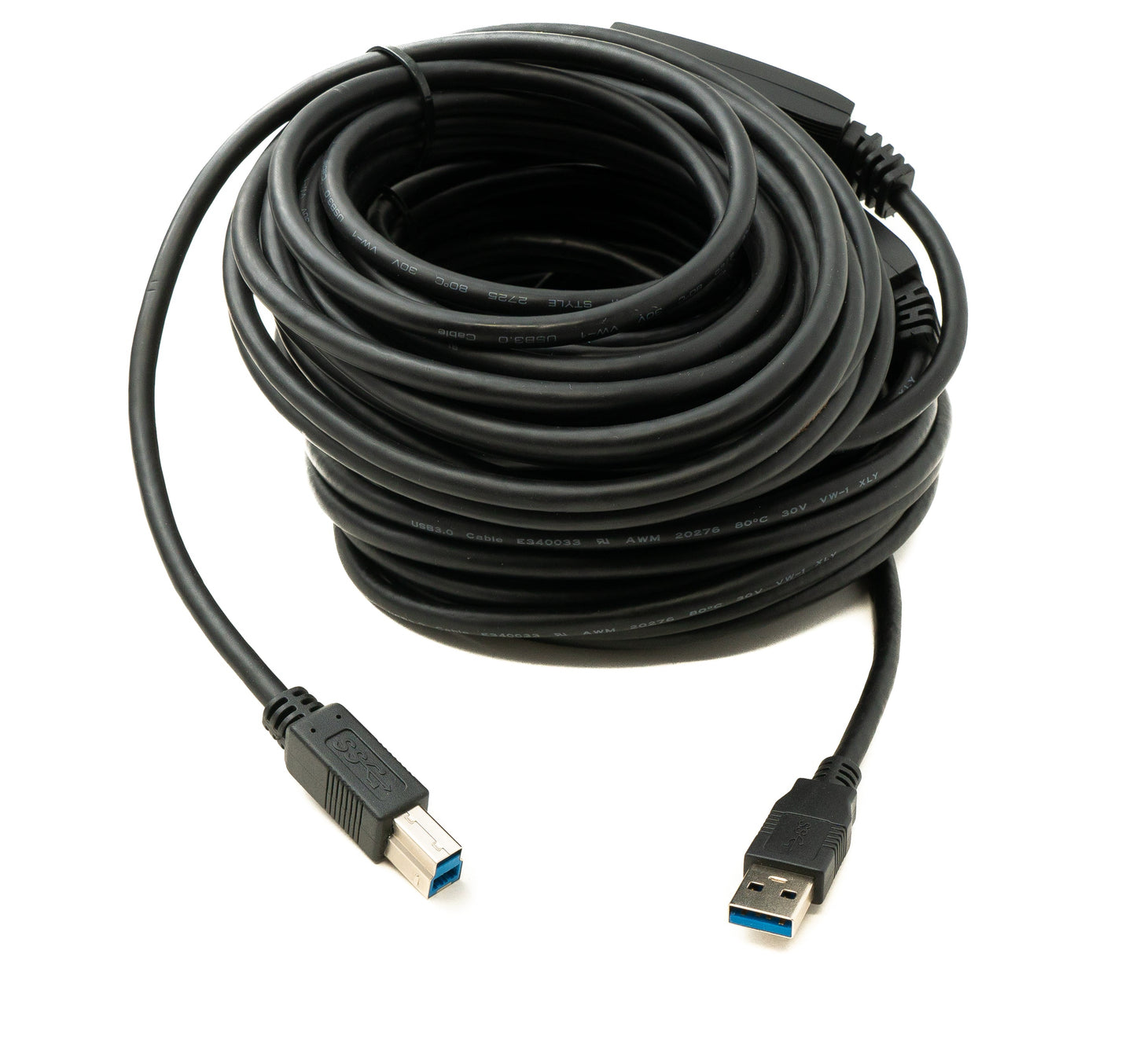SYSTEM-S USB 3.0 Repeater Cable 20 m Type A Male to B Male in Black