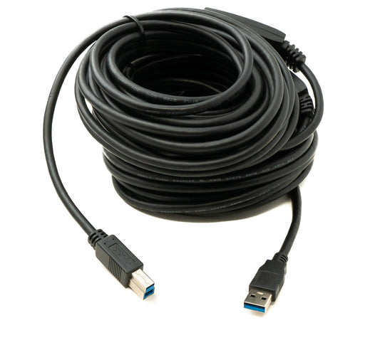 SYSTEM-S USB 3.0 Repeater Cable 20 m Type A Male to B Male in Black