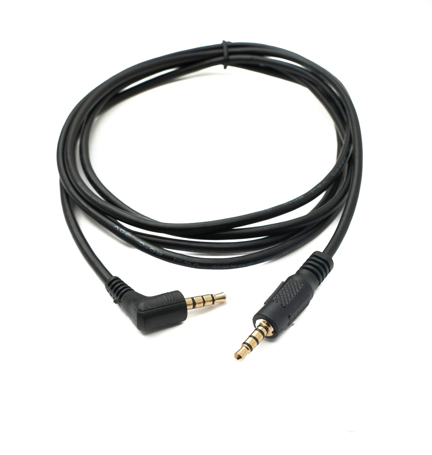 SYSTEM-S Audio Jack Cable 180 cm 3.5 mm TRRS Male to Male Angled AUX Black