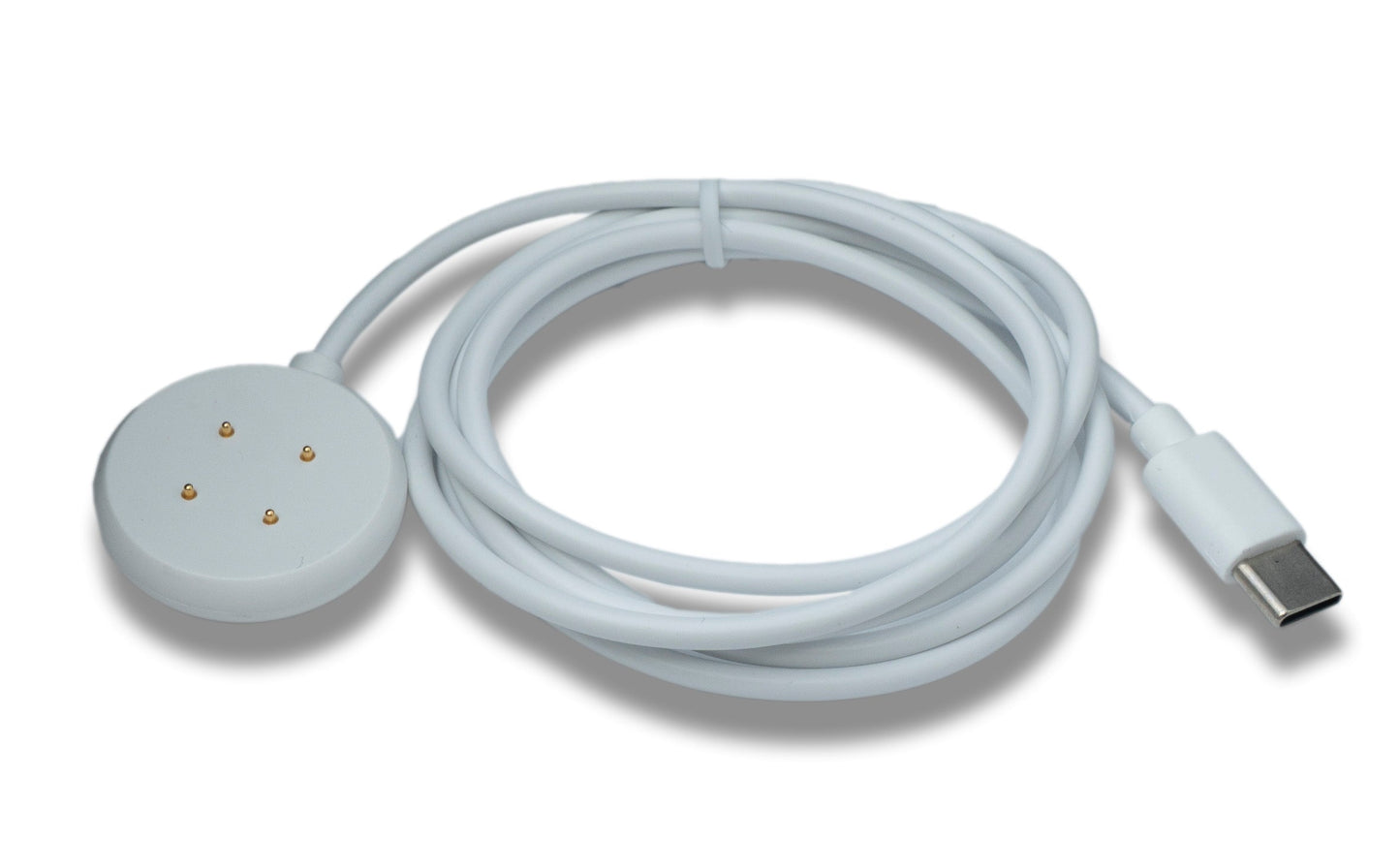 SYSTEM-S USB 3.1 Kabel 100 cm Ladestation für Fitbit Versa 4 3 Sense 2 1 in Weiß
