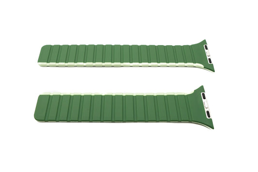 SYSTEM-S Armband 42 44 45 49 mm aus Silikon flexibel magnetisch für Apple Watch Smartwatch Grün Lime