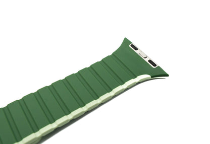 SYSTEM-S Armband 42 44 45 49 mm aus Silikon flexibel magnetisch für Apple Watch Smartwatch Grün Lime