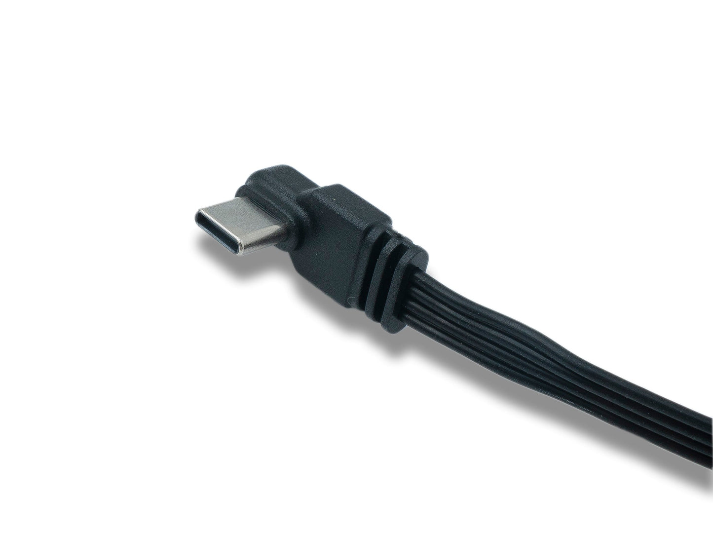 SYSTEM-S USB 3.1 Kabel 10 cm Typ C zu 2.0 Typ A Flachkabel Links Winkel