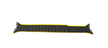SYSTEM-S Armband 38 40 41 mm aus Silikon flexibel magnetisch für Apple Watch Smartwatch Schwarz Gelb
