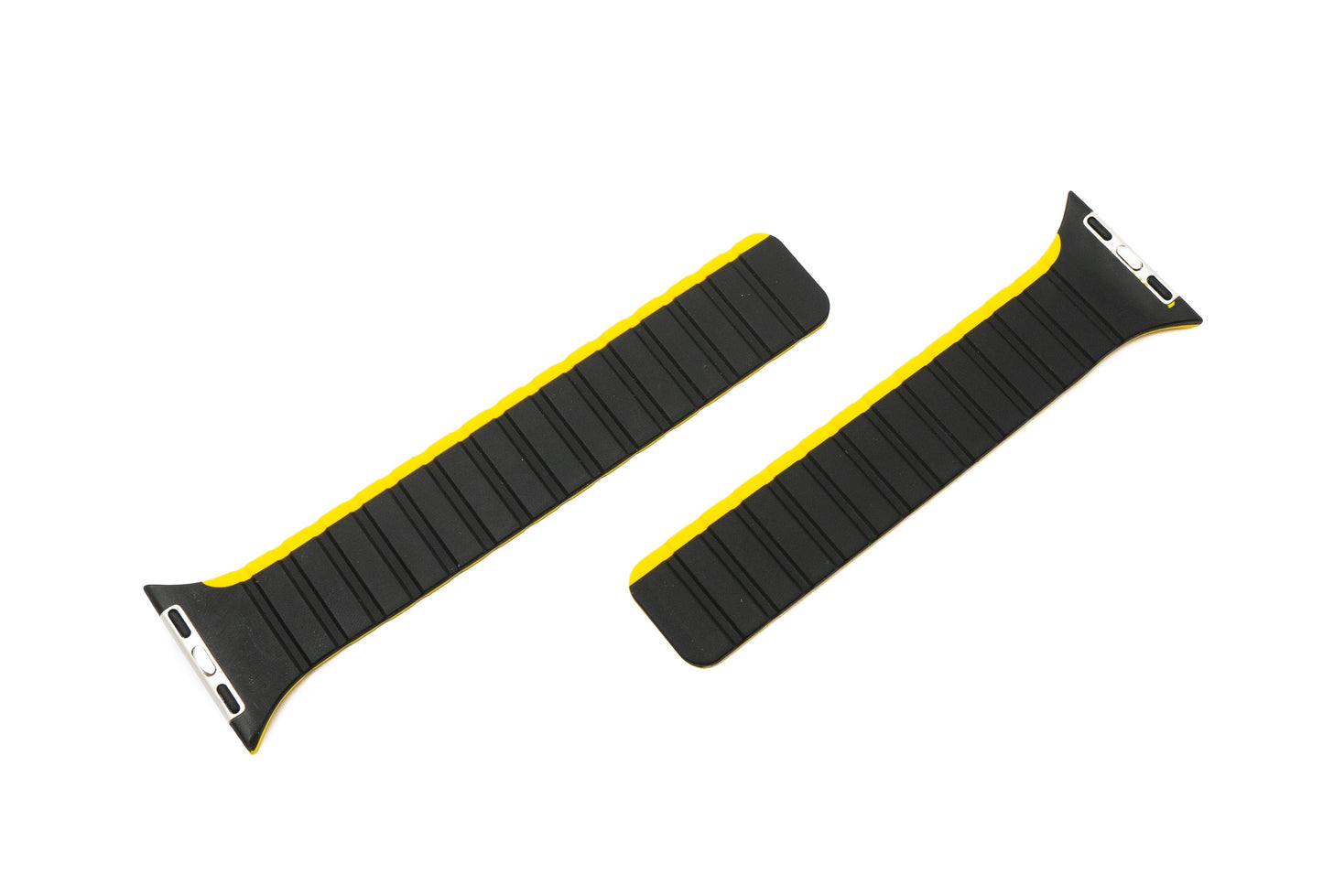 SYSTEM-S Armband 38 40 41 mm aus Silikon flexibel magnetisch für Apple Watch Smartwatch Schwarz Gelb