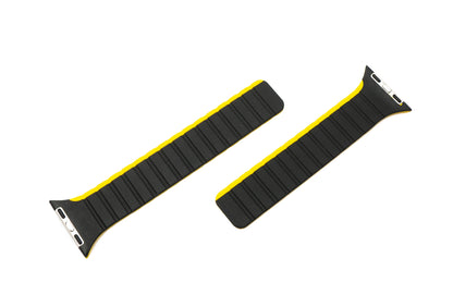 SYSTEM-S Armband 38 40 41 mm aus Silikon flexibel magnetisch für Apple Watch Smartwatch Schwarz Gelb