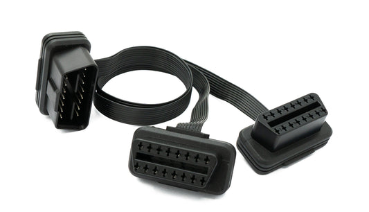SYSTEM-S OBD Y Kabel 30 cm OBD 2 16pin J1962M Stecker zu 2x J1962F Buchse flach für Auto