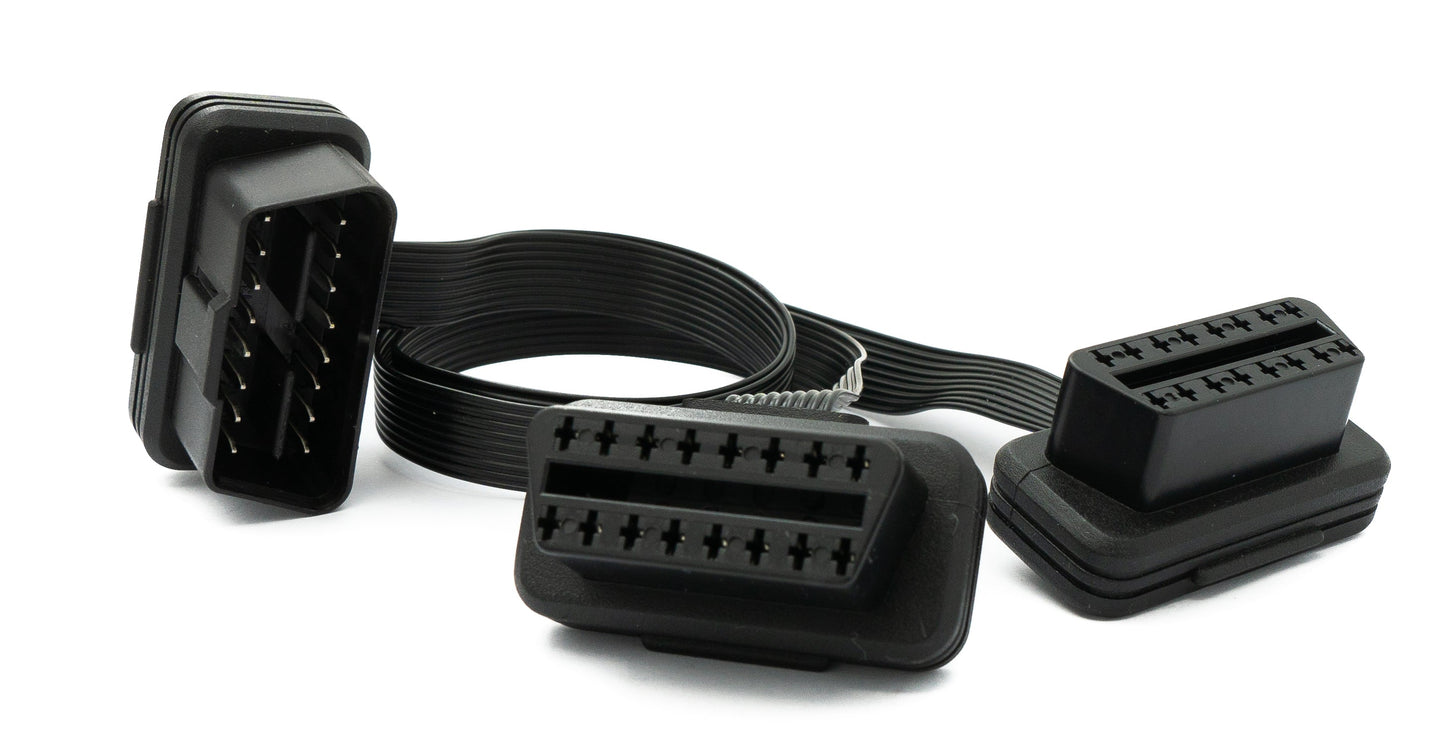 SYSTEM-S OBD Y Kabel 30 cm OBD 2 16pin J1962M Stecker zu 2x J1962F Buchse flach für Auto
