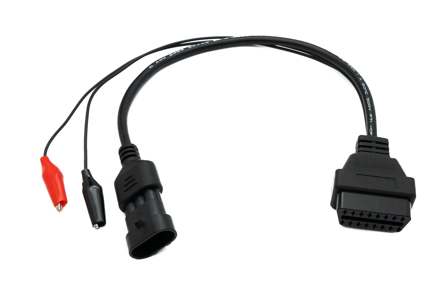 SYSTEM-S OBD cable 30 cm OBD 2 socket for Fiat 3-pin in black for car diagnostics
