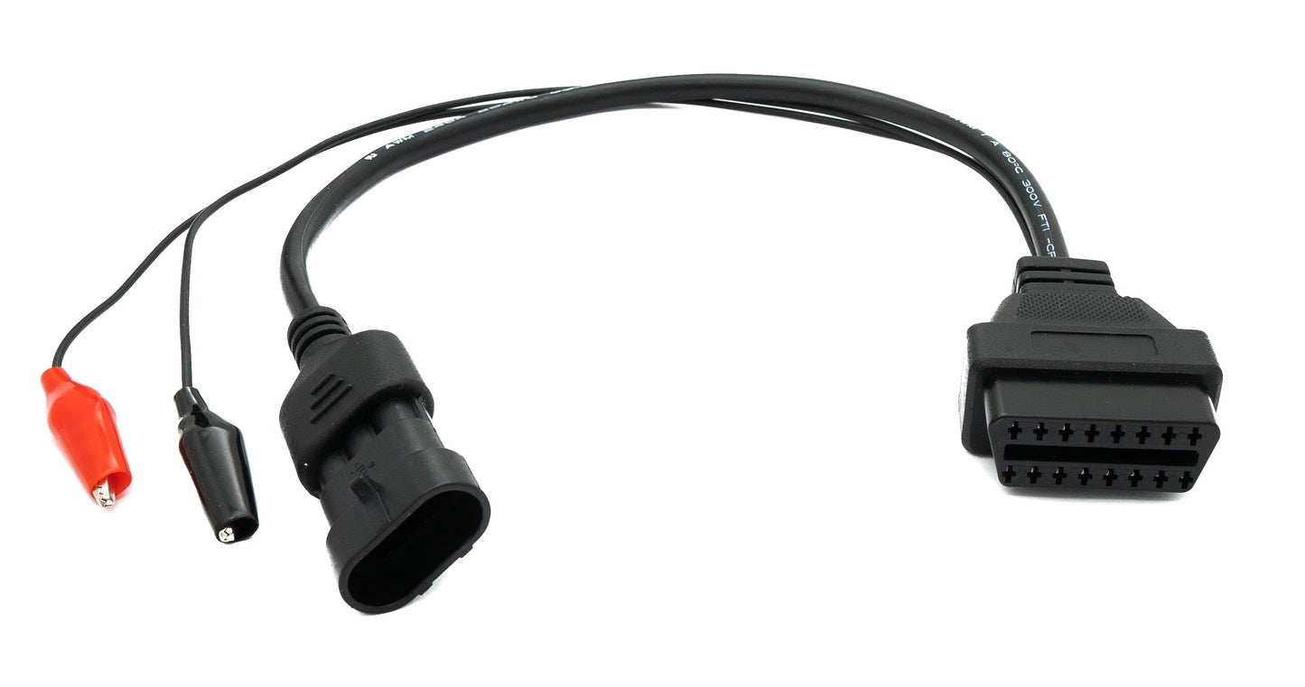 SYSTEM-S OBD cable 30 cm OBD 2 socket for Fiat 3-pin in black for car diagnostics