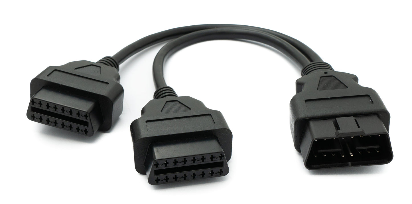 SYSTEM-S OBD Y Kabel 20cm OBD 2 16pin J1962M Stecker zu 2x J1962F Buchse Auto Diagnose