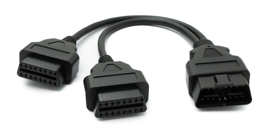 SYSTEM-S OBD Y Kabel 20cm OBD 2 16pin J1962M Stecker zu 2x J1962F Buchse Auto Diagnose