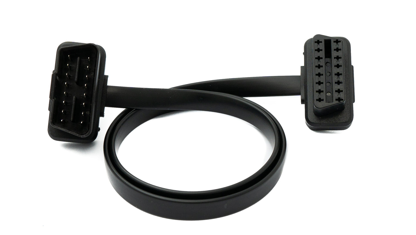 SYSTEM-S OBD Kabel 50 cm OBD 2 16pin J1962M Stecker zu J1962F Buchse flach Auto Diagnose
