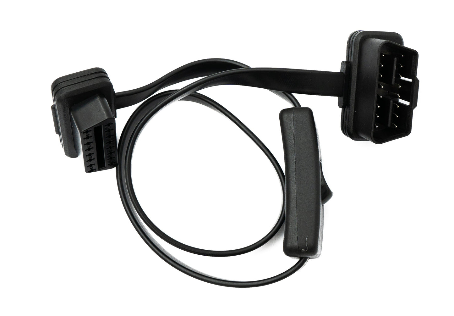 SYSTEM-S OBD Kabel 50 cm OBD 2 16pin J1962M Stecker zu J1962F Buchse flach Schalter Auto