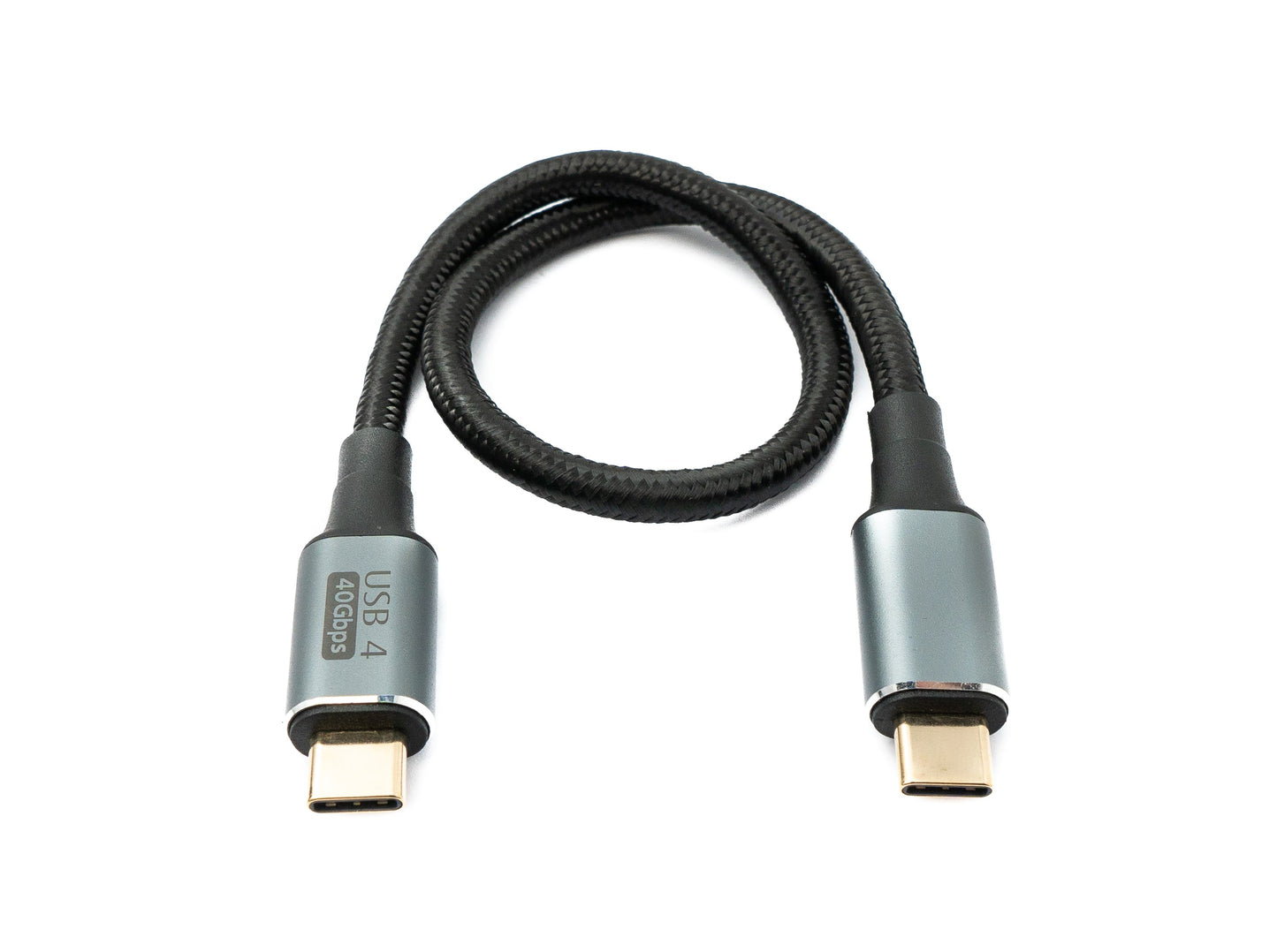 SYSTEM-S USB4 USB Kabel 30 cm Typ C Stecker zu Stecker 40 Gbit/s USB 4.0 geflochten Schwarz