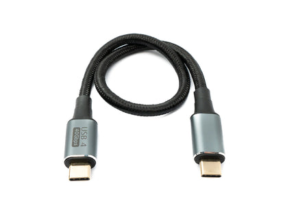 SYSTEM-S USB4 USB Kabel 30 cm Typ C Stecker zu Stecker 40 Gbit/s USB 4.0 geflochten Schwarz