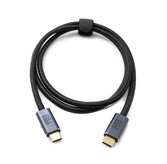 SYSTEM-S USB4 USB Kabel 100 cm Typ C Stecker zu Stecker 20 Gbit/s USB 4.0 geflochten Schwarz