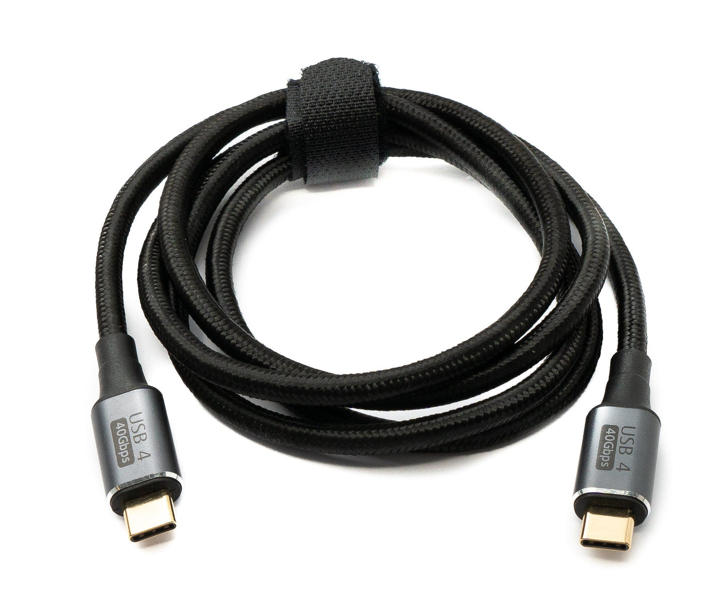 SYSTEM-S USB4 USB Kabel 120 cm Typ C Stecker zu Stecker 40 Gbit/s USB 4.0 geflochten Schwarz
