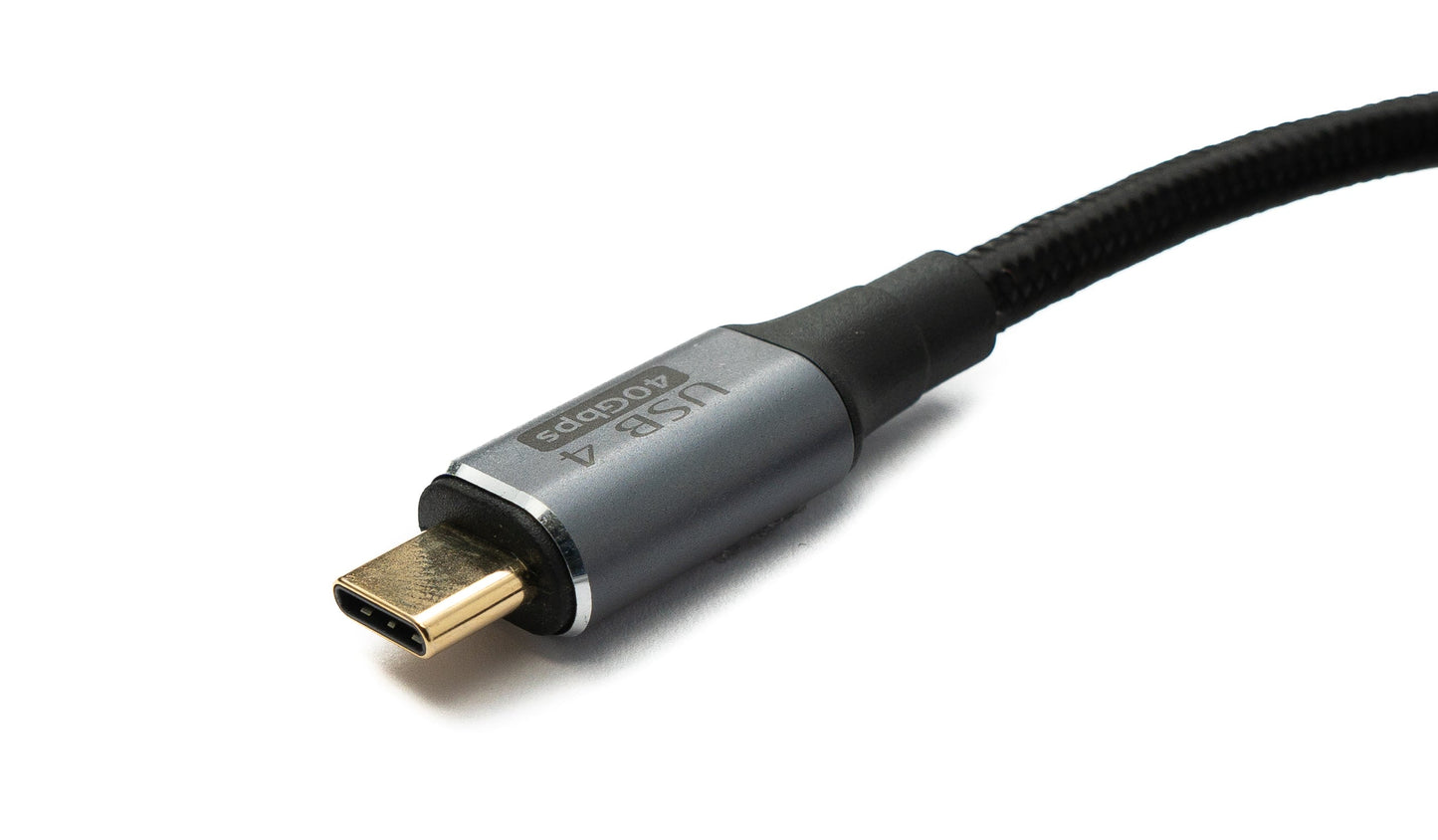 SYSTEM-S USB4 USB Kabel 120 cm Typ C Stecker zu Stecker 40 Gbit/s USB 4.0 geflochten Schwarz