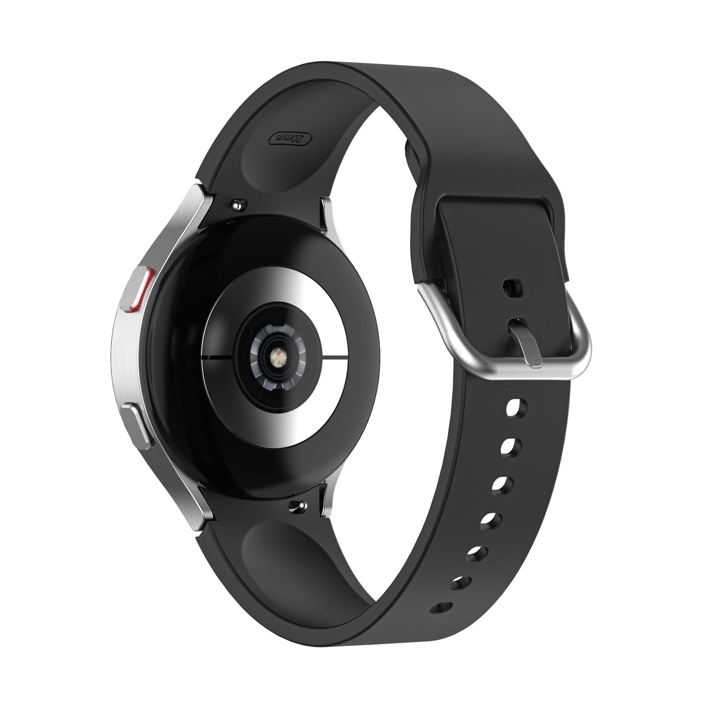 SYSTEM-S flexible silicone strap 20mm for Samsung Galaxy Watch 4 Smartwatch Black