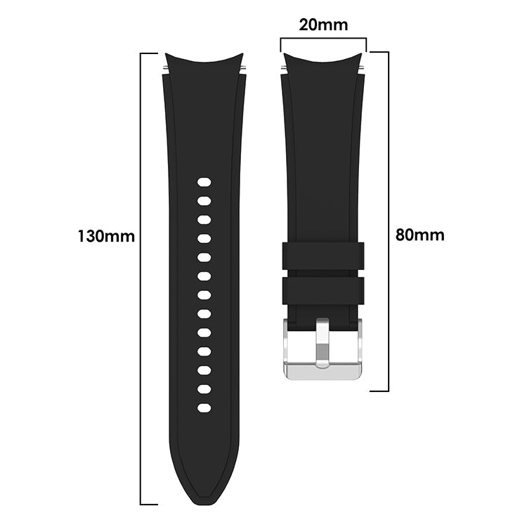 SYSTEM-S Armband flexibel aus Silikon 20mm für Samsung Galaxy Watch 4 Smartwatch Schwarz