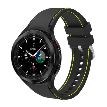 SYSTEM-S Armband flexibel aus Silikon 20mm für Samsung Galaxy Watch 4 Smartwatch Schwarz