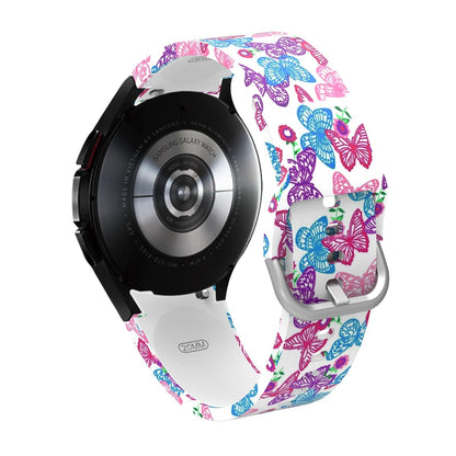 SYSTEM-S Armband flexibel Silikon 20mm für Samsung Galaxy Watch 4 Schmetterling Muster