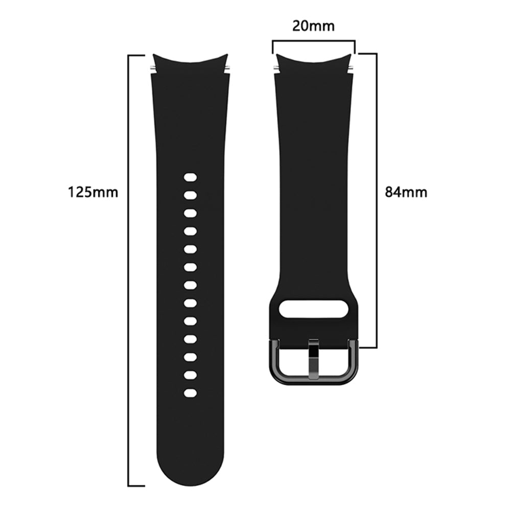 SYSTEM-S flexible silicone strap 20mm for Samsung Galaxy Watch 4 Smartwatch Black