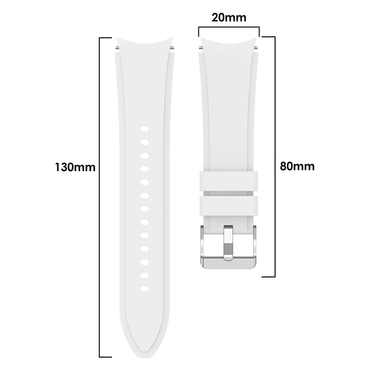 SYSTEM-S Armband flexibel aus Silikon 20mm für Samsung Galaxy Watch 4 Smartwatch Weiß