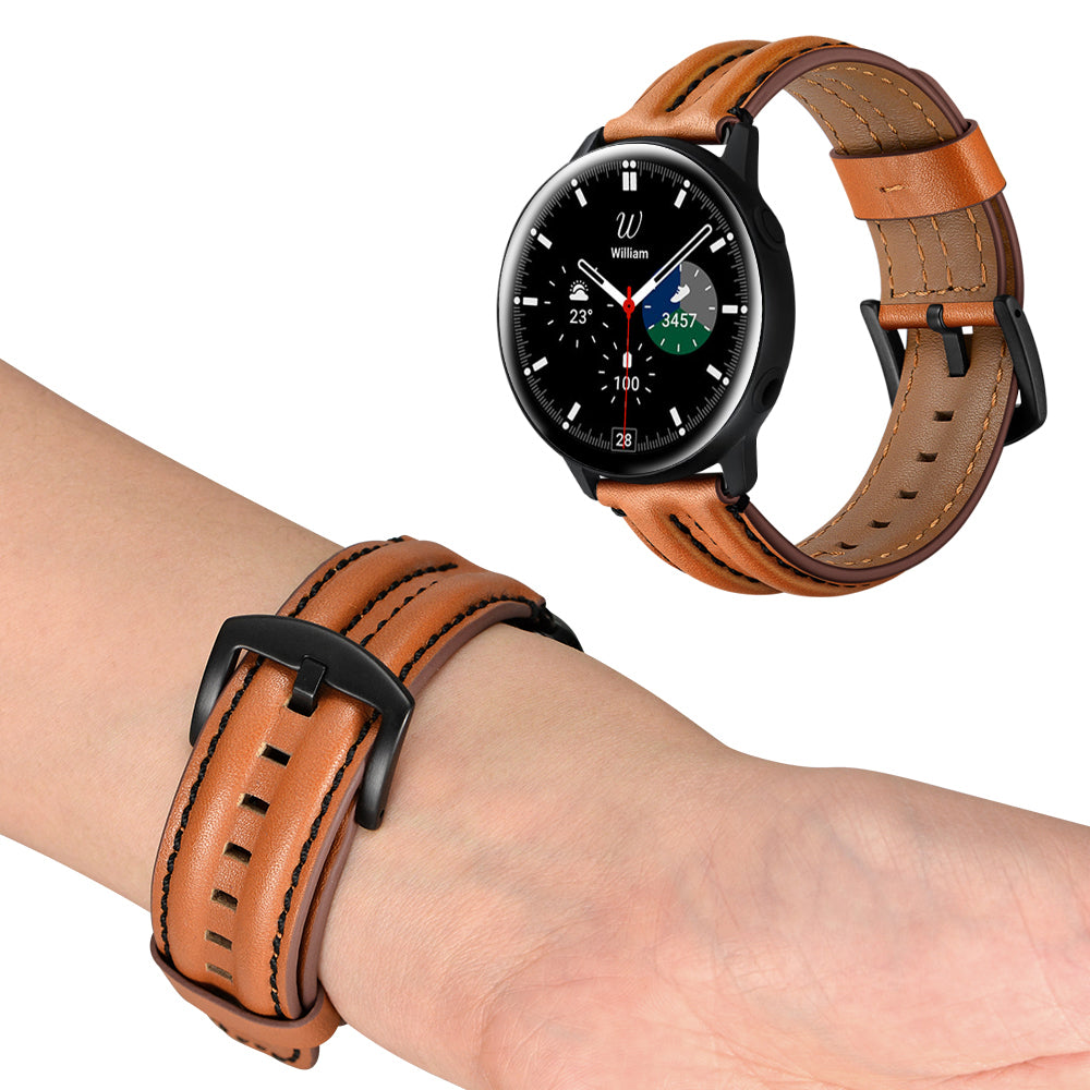 SYSTEM-S Armband flexibel aus Silikon 20mm für Samsung Galaxy Watch 4 Smartwatch Braun