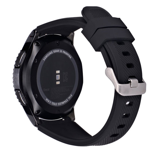 SYSTEM-S flexible silicone 22mm strap for Samsung Gear S3 Smartwatch in black
